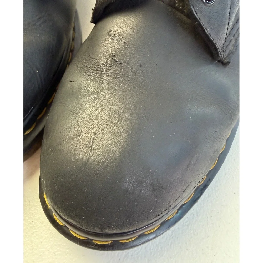 Vintage Dr Martens 1460 England Black Leather Boots 8-Eye Combat Shoes US 13